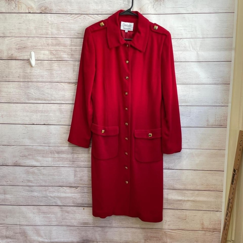 VINTAGE CONSTANCE SAUNDERS COAT DRESS IN RED